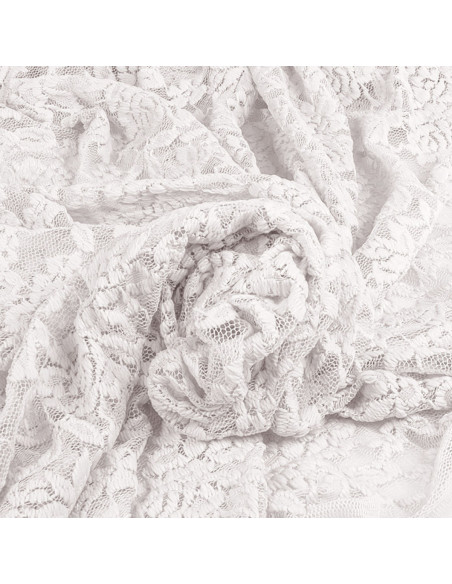 Stretch lace fabric Glamour - White
