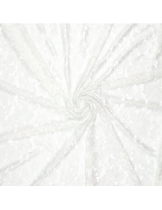 Bloom Stretch Guipure Fabric - White