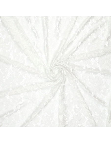 Bloom Stretch Guipure Fabric - White