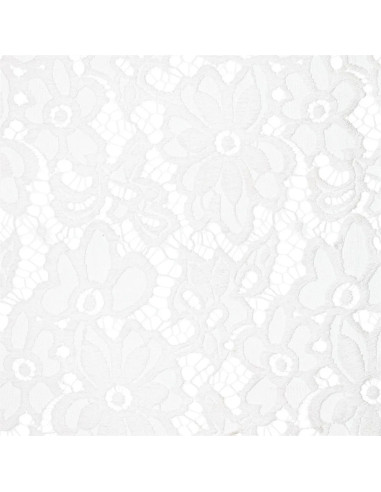 Bloom Stretch Guipure Fabric - White