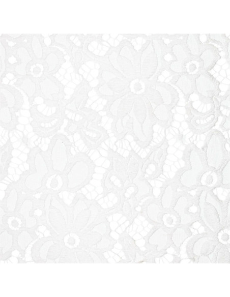 Bloom Stretch Guipure Fabric - White