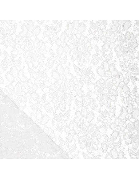 Bloom Stretch Guipure Fabric - White
