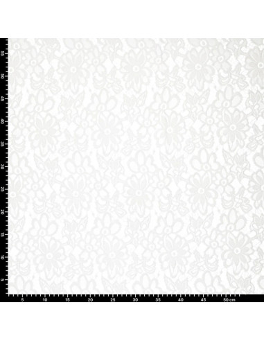 Bloom Stretch Guipure Fabric - White