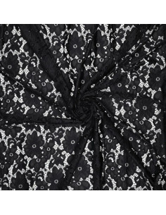 Bloom Stretch Guipure Fabric - Black