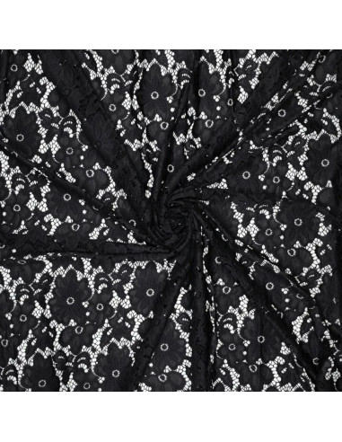 Bloom Stretch Guipure Fabric - Black