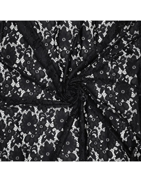 Bloom Stretch Guipure Fabric - Black