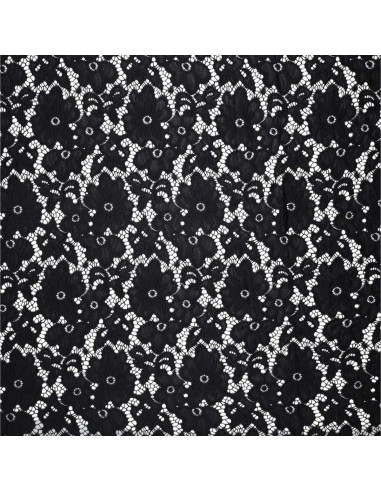 Bloom Stretch Guipure Fabric - Black