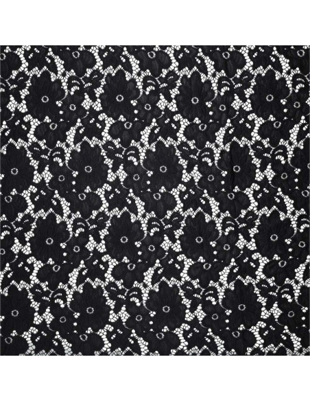 Bloom Stretch Guipure Fabric - Black