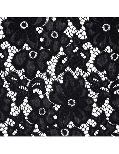 Bloom Stretch Guipure Fabric - Black
