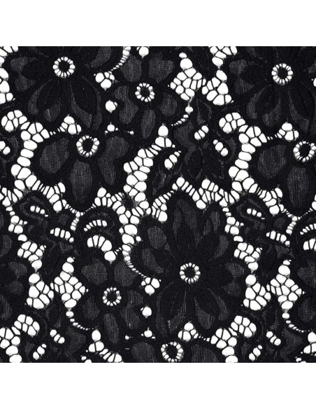 Bloom Stretch Guipure Fabric - Black