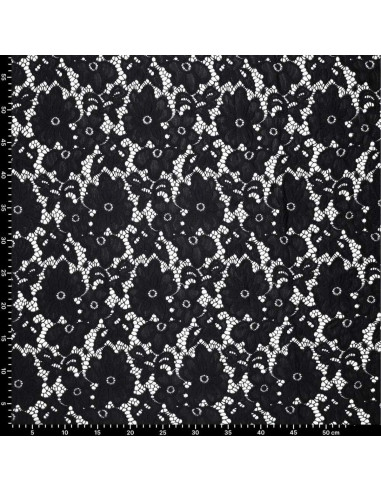 Bloom Stretch Guipure Fabric - Black