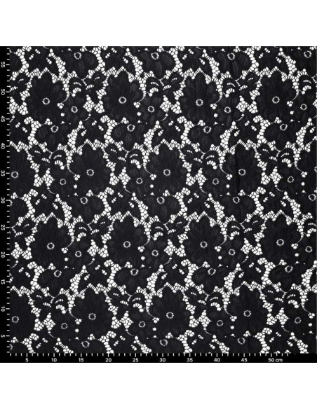 Bloom Stretch Guipure Fabric - Black