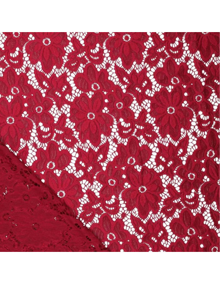 Bloom Stretch Guipure Fabric - Red