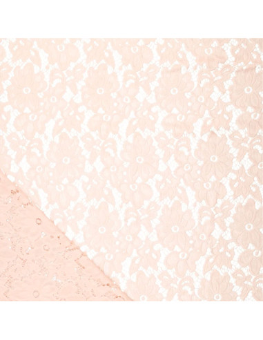 Bloom Stretch Guipure Fabric - Light Pink
