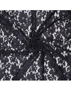 Bloom Stretch Guipure Fabric - Navy Blue