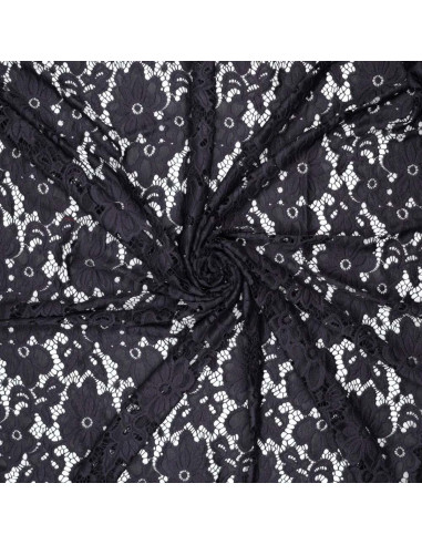 Bloom Stretch Guipure Fabric - Navy Blue