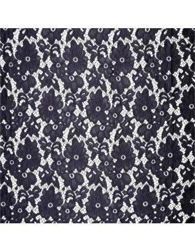 Bloom Stretch Guipure Fabric - Navy Blue