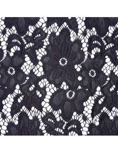 Bloom Stretch Guipure Fabric - Navy Blue