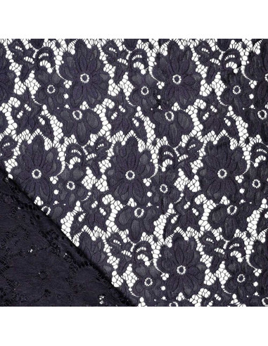 Bloom Stretch Guipure Fabric - Navy Blue