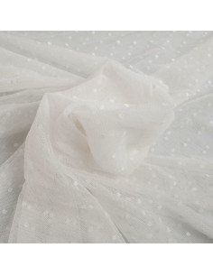 Stretch plumetis tulle - Ecru