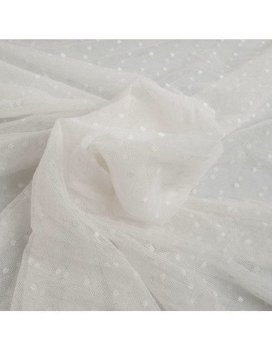 Stretch plumetis tulle - Ecru