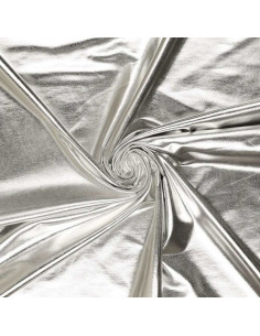 Stretch lamé fabric - Silver