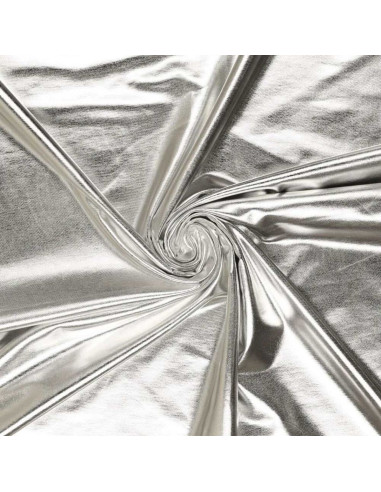 Stretch lamé fabric - Silver