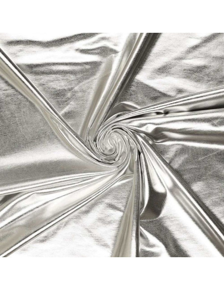 Stretch lamé fabric - Silver