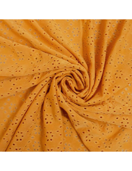 Stretchable English embroidery fabric - Yellow