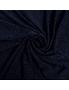 Stretchable English embroidery fabric - Navy blue