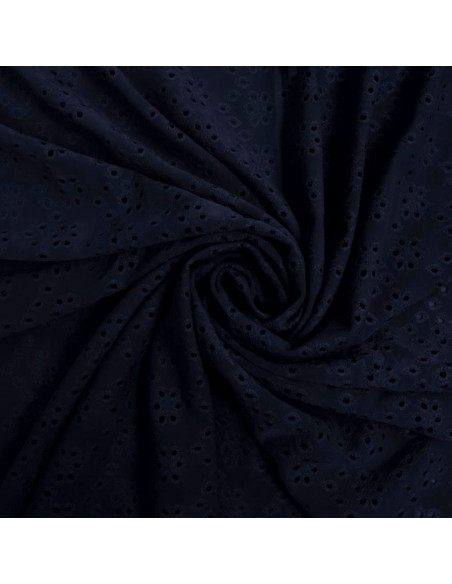 Stretchable English embroidery fabric - Navy blue
