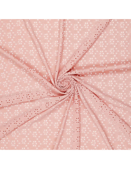 Stretch English embroidery fabric - Old pink