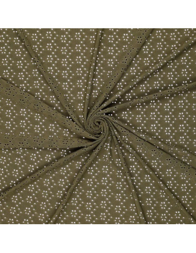 Stretchable English embroidery fabric - Khaki