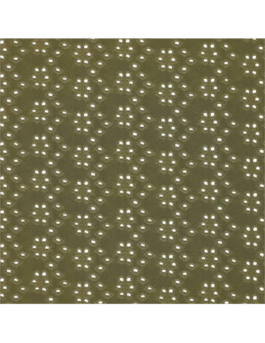 Stretchable English embroidery fabric - Khaki