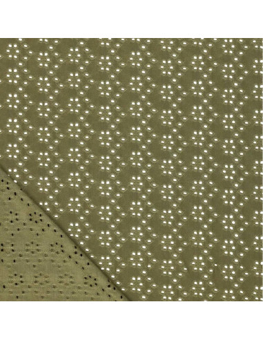 Stretchable English embroidery fabric - Khaki
