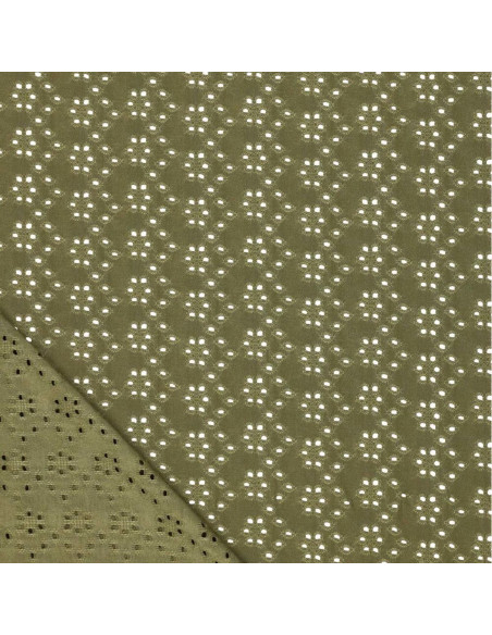 Stretchable English embroidery fabric - Khaki