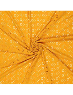 Stretch English embroidery fabric - Curry