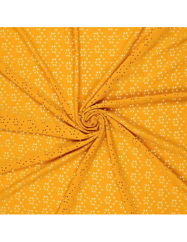 Stretch English embroidery fabric - Curry