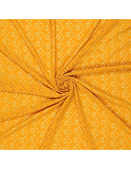 Stretch English embroidery fabric - Curry