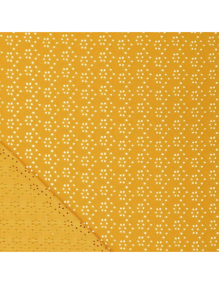Stretch English embroidery fabric - Curry