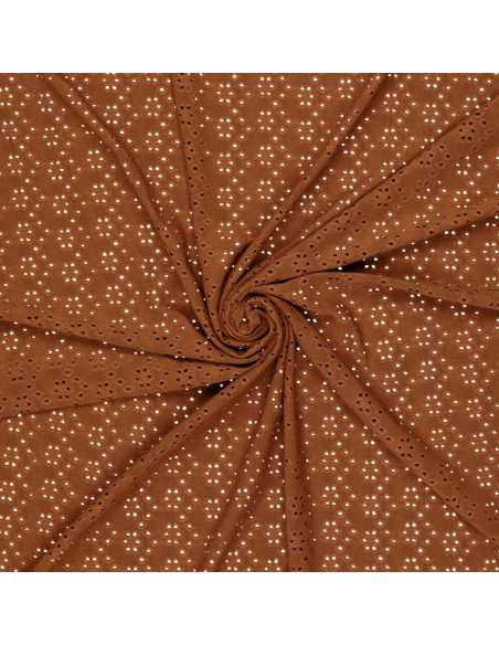 Stretchable English embroidery fabric - Hazelnut