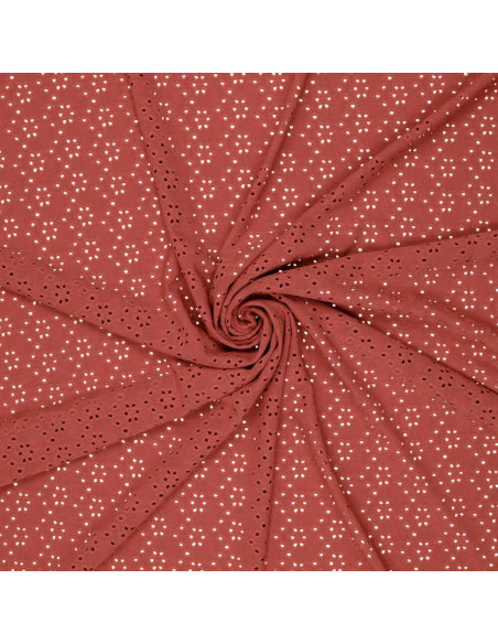 Stretch English embroidery fabric - Brick