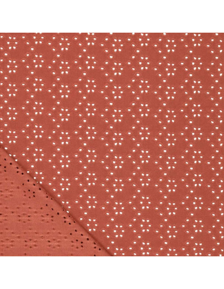 Stretch English embroidery fabric - Brick