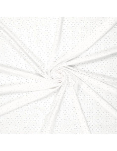 Stretchable English embroidery fabric - White