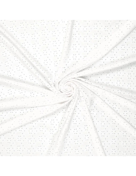Stretchable English embroidery fabric - White