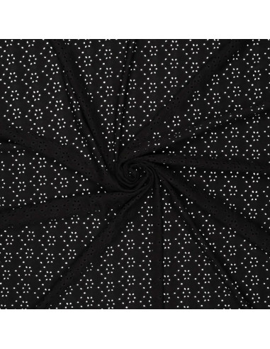 Stretchable English embroidery fabric - Black