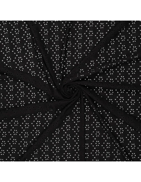 Stretchable English embroidery fabric - Black