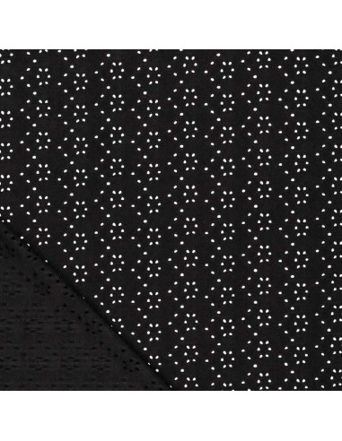 Stretchable English embroidery fabric - Black
