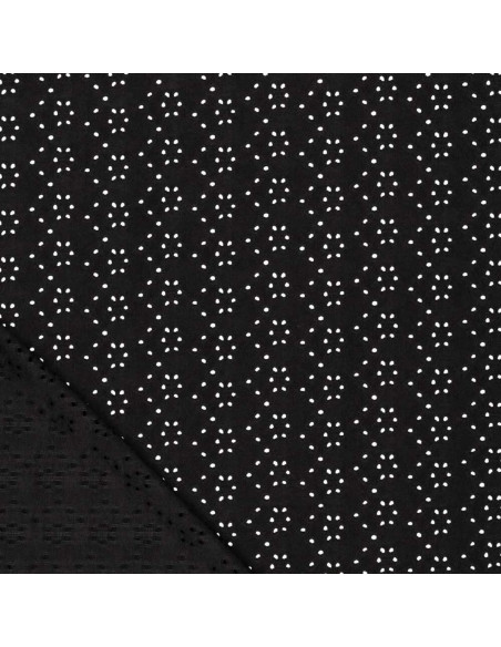 Stretchable English embroidery fabric - Black
