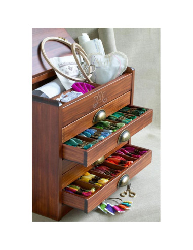 Vintage wooden DMC furniture with 500 skeins